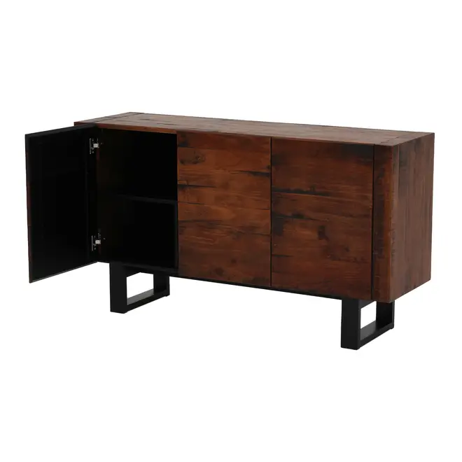 BUFFET 3 PORTAS 1,35 M X 40 CM NIARA - NOZES RÚSTICO/PRETO - Foto 6
