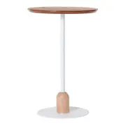 MESA LATERAL REDONDA 40 CM TARUGO - BRANCO/BAMBU - Foto 2
