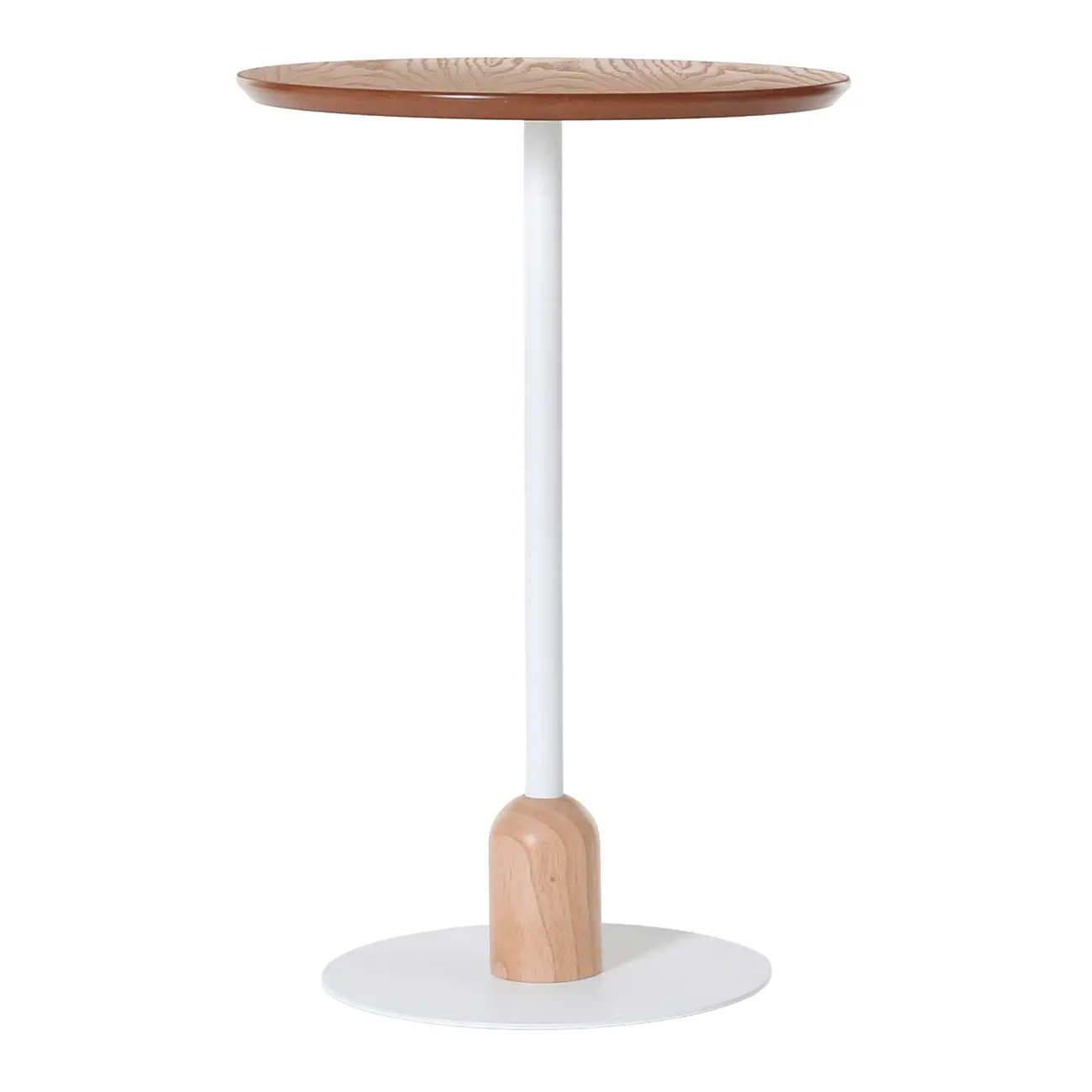 MESA LATERAL REDONDA 40 CM TARUGO - BRANCO/BAMBU - Foto 2