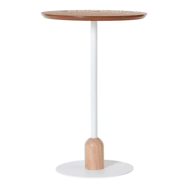 MESA LATERAL REDONDA 40 CM TARUGO - BRANCO/BAMBU - Foto 2