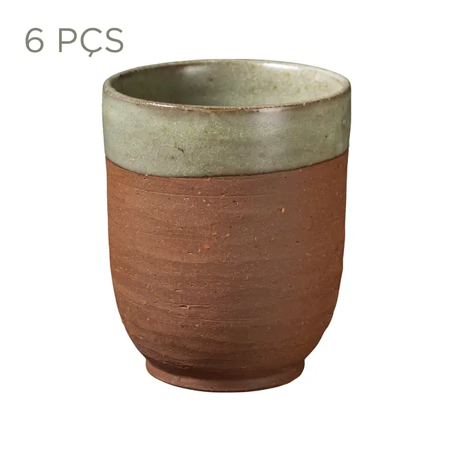 JOGO DE COPO 250 ML C/6 PEÇAS PALEO - SÁLVIA/ARGILA - Foto 1