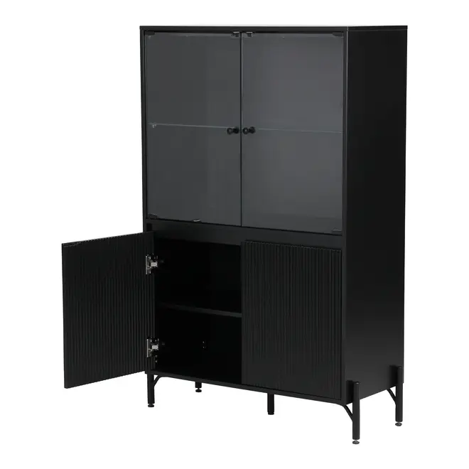 CRISTALEIRA 4 PORTAS 90X139 RIBS - PRETO/INCOLOR - Foto 9