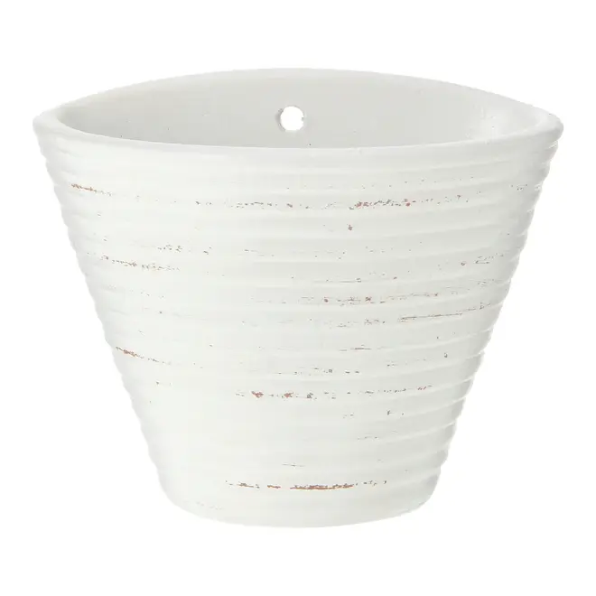 CACHEPÔ PAREDE 11 CM ONDULLE - BRANCO/ PATINA PROVENÇAL - Foto 1