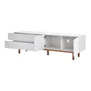 RACK 2 PORTAS/2 GAVETAS 1,90 M X 40 CM POINT - BRANCO/NOZES - Foto 4
