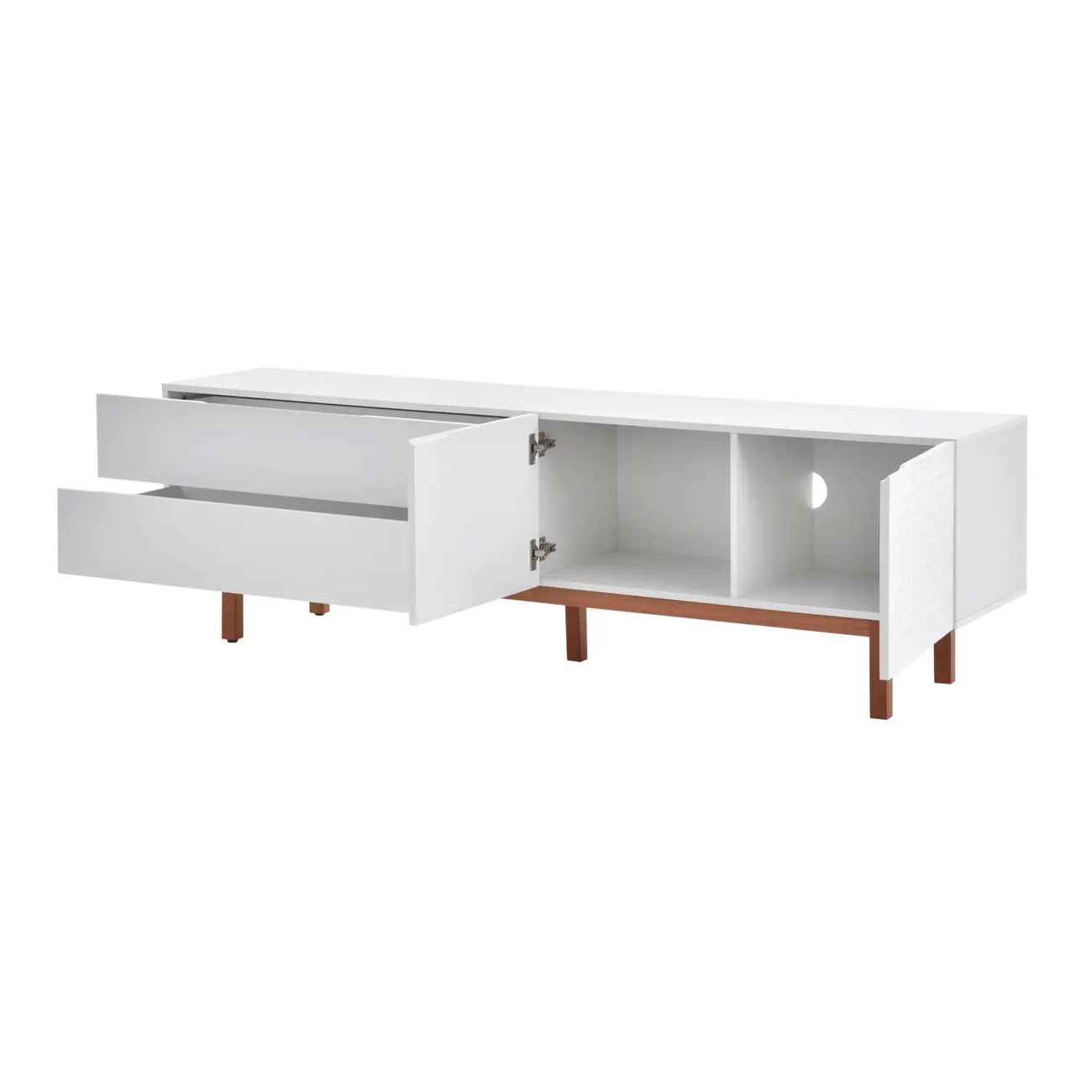 RACK 2 PORTAS/2 GAVETAS 1,90 M X 40 CM POINT - BRANCO/NOZES - Foto 4