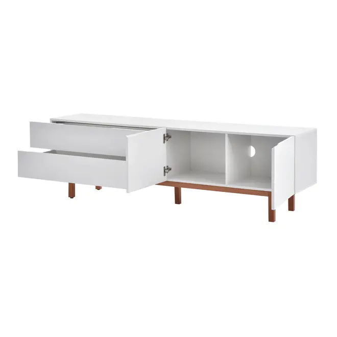 RACK 2 PORTAS/2 GAVETAS 1,90 M X 40 CM POINT - BRANCO/NOZES - Foto 4