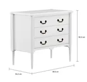 CÔMODA 3 GAVETAS 90 CM X 50 CM REGENCE - BRANCO PROVENCE - Foto 5
