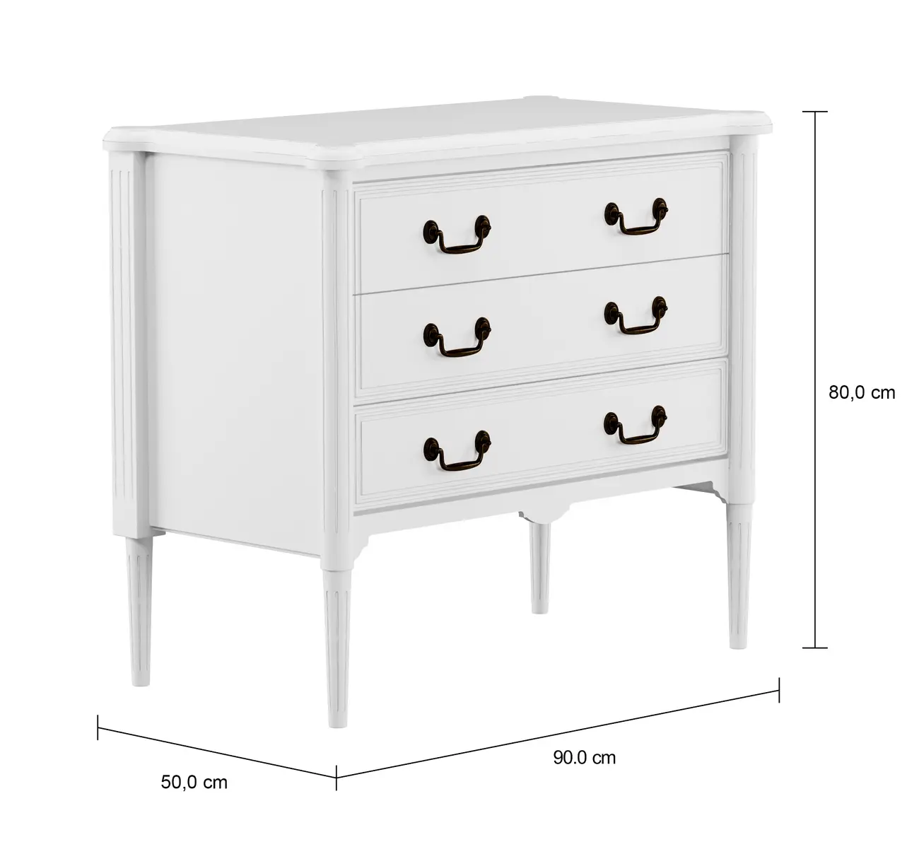 CÔMODA 3 GAVETAS 90 CM X 50 CM REGENCE - BRANCO PROVENCE - Foto 5