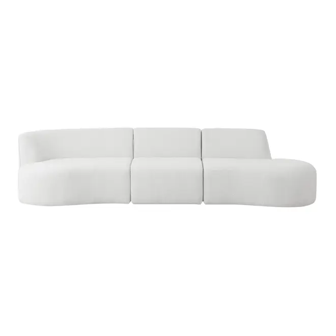 SOFÁ 3 LUGARES ESTENDIDO ESQUERDO ÔNDULO - BOUCLÉ BRANCO - Foto 1