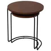 MESA LATERAL CONJUNTO COM 2 PEÇAS LOOP - PRETO/NOZES - Foto 2