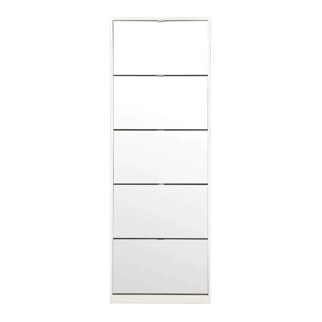 SAPATEIRA PISO/PAREDE 5 PORTAS BASCULANTES FAMILY MIRROR - BRANCO/PRATA - Foto 1
