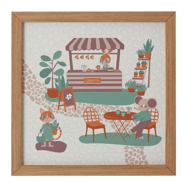 QUADRO III 30 CM X 30 CM FEIRA DOS BICHOS - AMÊNDOA/MULTICOR - Foto 1