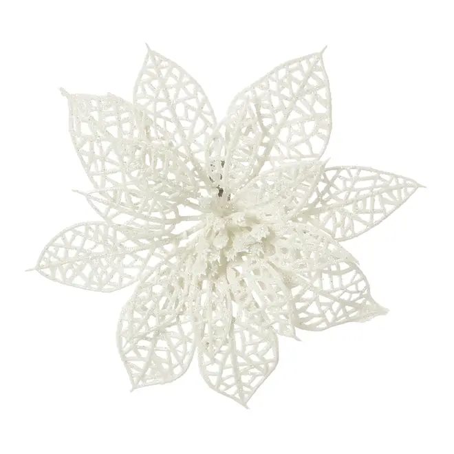KIT COM 2 ADORNOS FLOR VILAREJO NOEL - BRANCO - Foto 2