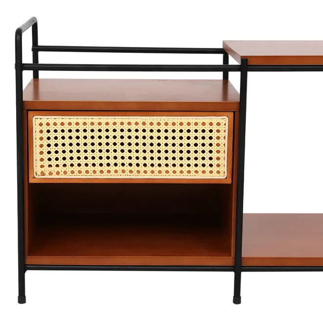RACK 1 GAVETA 1,30 M X 36 CM COM PALHINHA VIERNES - NOZES/PRETO - Foto 7
