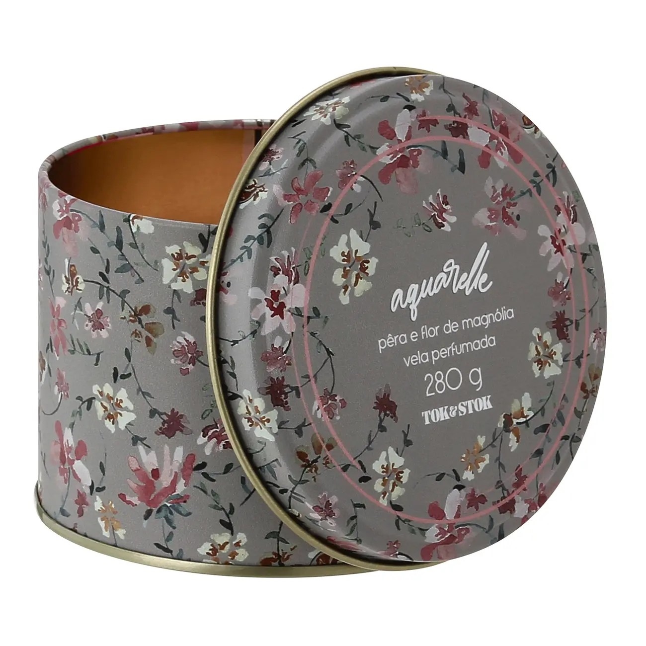 VELA PERFUMADA POTE PÊRA E FLORE DE MAGNÓLIA AQUARELLE - CINZA PROVENCE/MULTICOR - Foto 3
