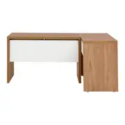 MESA COM 2 GAVETAS C/ MESA AUX BOSS - OAK TAMMI/BRANCO - Foto 3