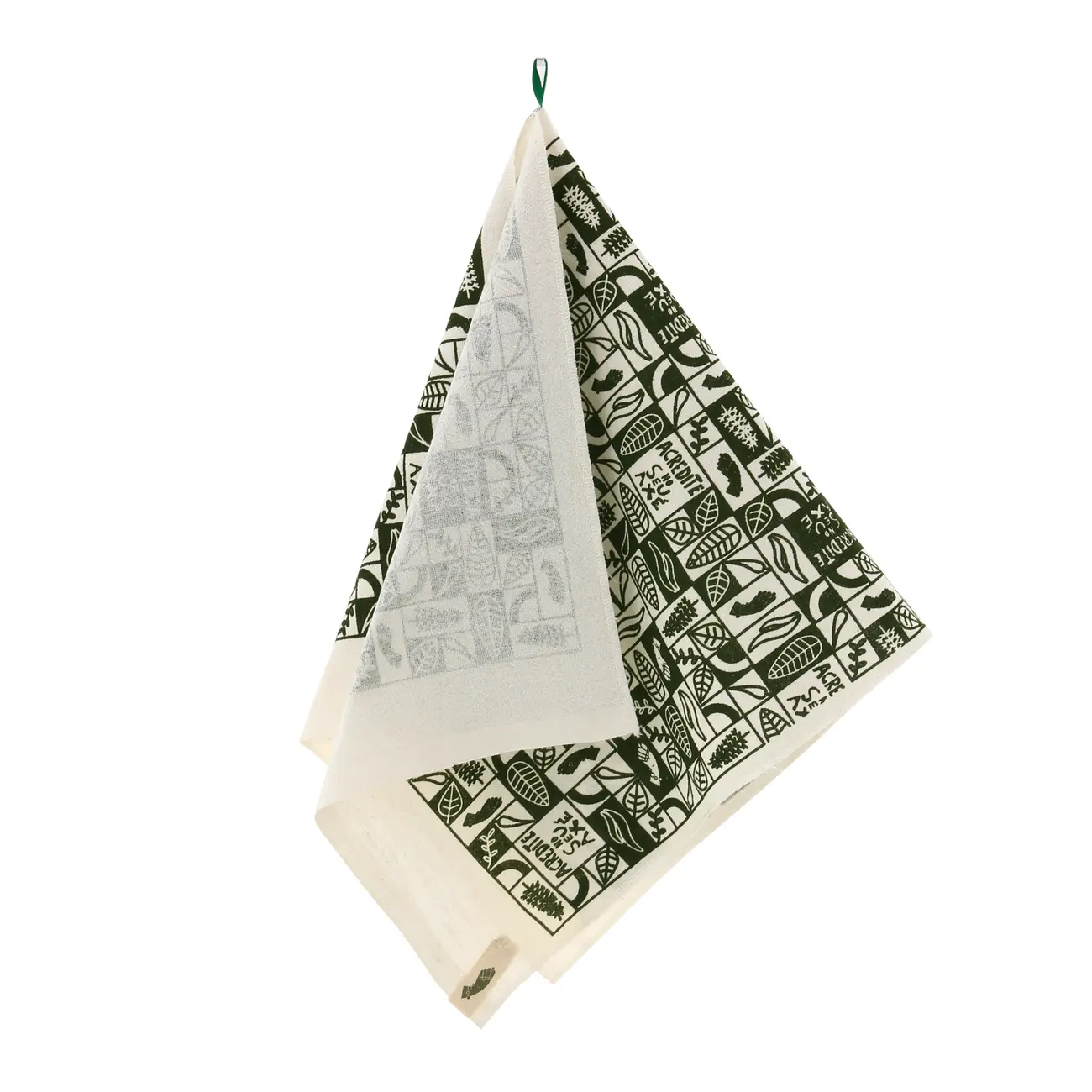 PANO DE PRATO CONJUNTO COM 3 PEÇAS SETE ERVAS AXÉ - OFF-WHITE/VERDE - Foto 3