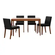 MESA COM 4 CADEIRAS NOAH/PROSA - NOZES/PRETO - Foto 1