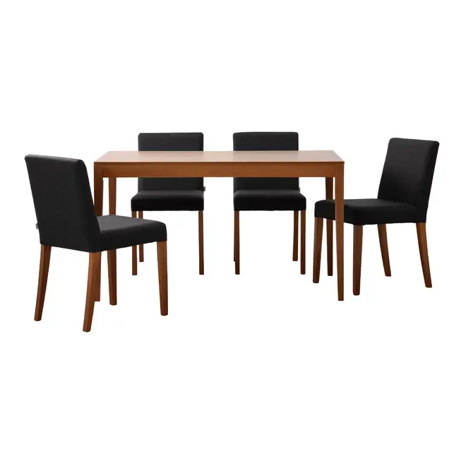 MESA COM 4 CADEIRAS NOAH/PROSA - NOZES/PRETO - Foto 1