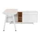 BRANCO/OAK TAMMI - MESA COM BALCÃO 1 PORTA BASCULANTE/1 GAVETA 1,60 M X 1,60 M ALETA