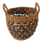 CESTO COM ALÇA 26 CM X 30 CM X 26 CM SUMELA - FIBRA CLARA/AZUL ESCURO - Foto 4
