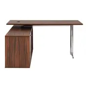 MESA COM BALCÃO 2 PORTAS /1 GAVETA 1,60 M X 1,60 M VINCENT - PAU FERRO/ALUMÍNIO - Foto 8