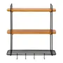 PRATELEIRA TRIPLA COM GANCHOS 62 CM X 60 CM X 21 CM WALLPORT - PRETO/NOZES - Foto 1