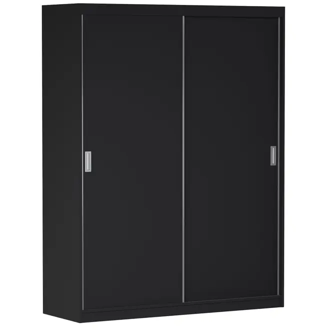 GUARDA-ROUPA DE CASAL 2 PORTAS DE CORRER 180 NOVILE - PRETO/BRANCO - Foto 13