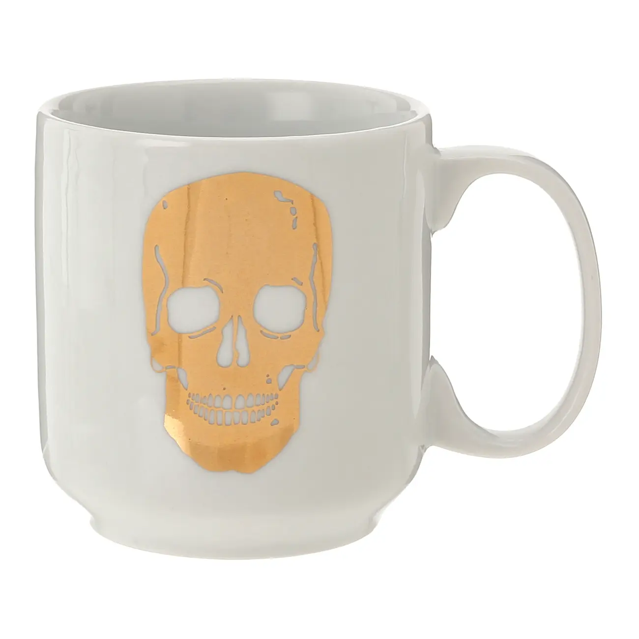 CANECA 470 ML CAVEIRA - BRANCO/OURO - Foto 1