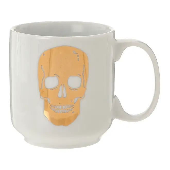 CANECA 470 ML CAVEIRA - BRANCO/OURO - Foto 1