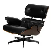 POLTRONA GIRATÓRIA COM PUFF CLASSIC - PRETO/NOZES - Foto 4