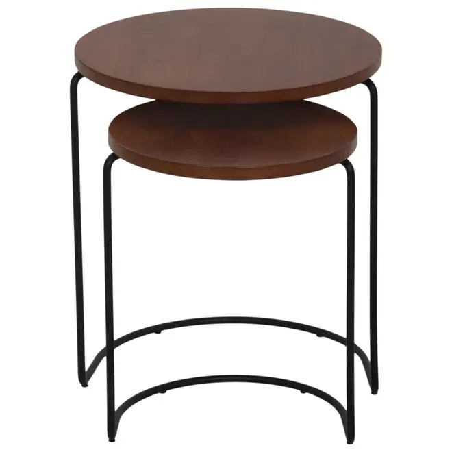 MESA LATERAL CONJUNTO COM 2 PEÇAS LOOP - PRETO/NOZES - Foto 3