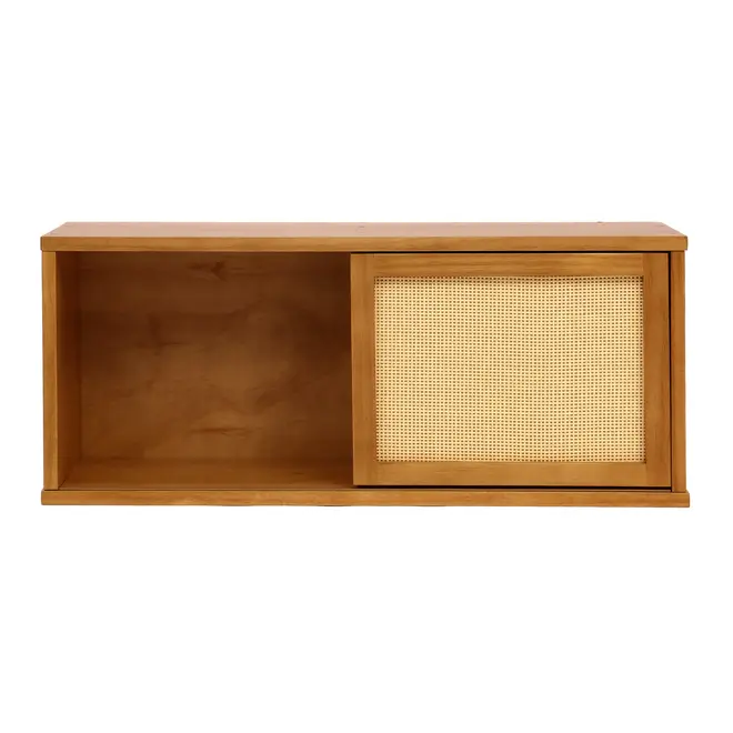 NICHO 1 PORTA DE CORRER COM PALHINHA 34 CM X 80 CM X 25 CM PALHANDI - AMÊNDOA/NATURAL - Foto 2