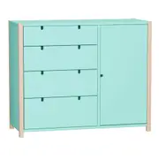 CÔMODA 4 GAVETAS/1 PORTA 1,07 M X 42 CM PIN PLAY - NATURAL WASHED/MENTA - Foto 23