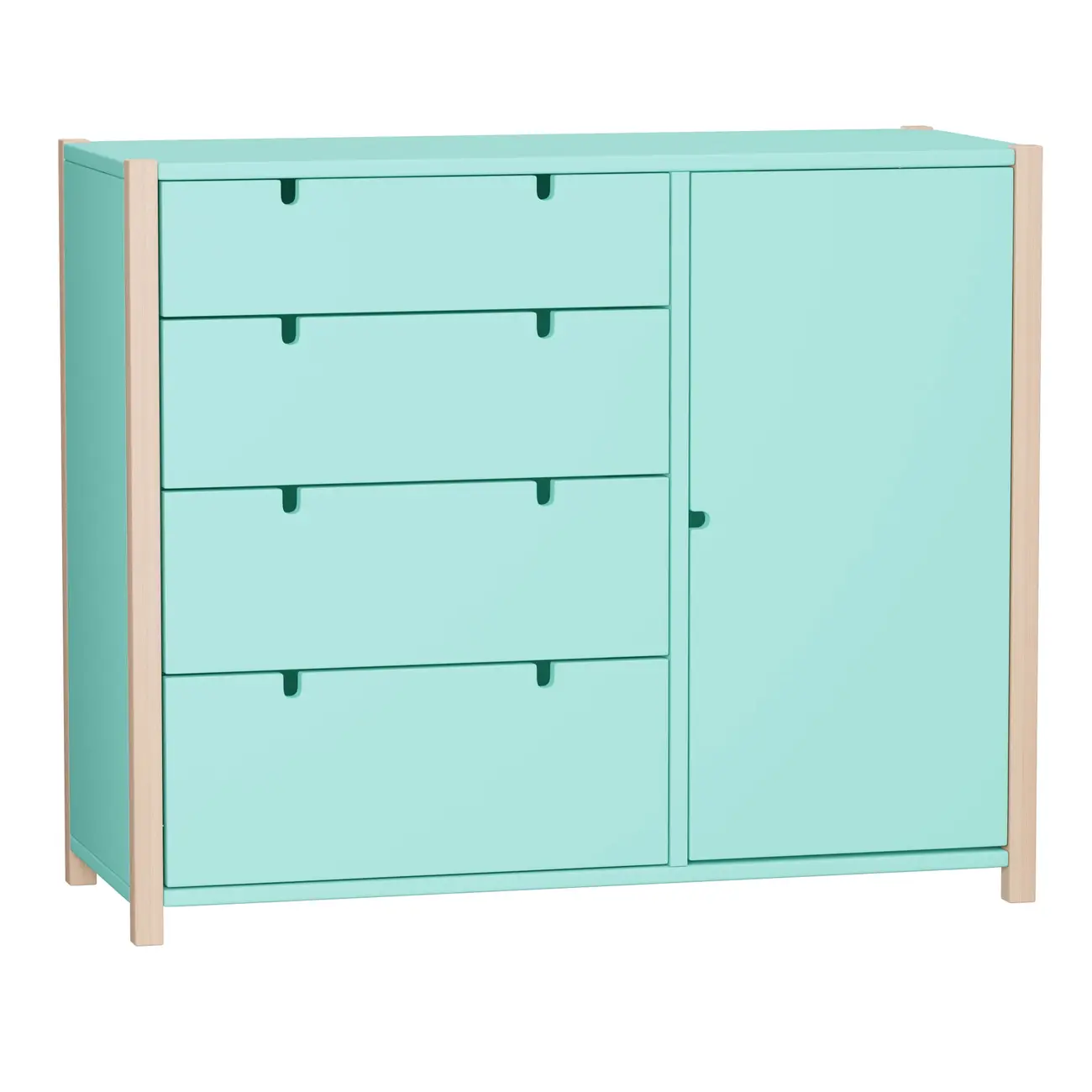 CÔMODA 4 GAVETAS/1 PORTA 1,07 M X 42 CM PIN PLAY - NATURAL WASHED/MENTA - Foto 23