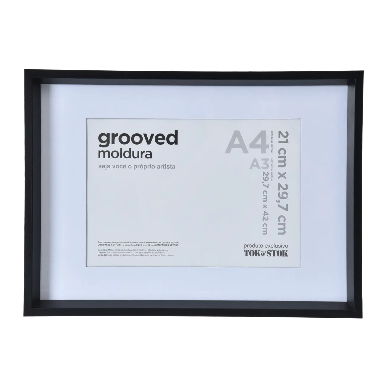 MOLDURA A4 21 CM X 29 CM GROOVED - PRETO - Foto 1
