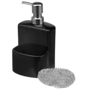 PORTA-DETERGENTE COM ESPONJA MYSA - PRETO/CROMADO - Foto 3