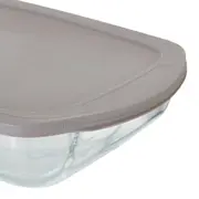 TRAVESSA REFRATRÁRIA COM TAMPA 39 CM X 24 CM DOLIA GLASS - INCOLOR/CAMELO - Foto 6