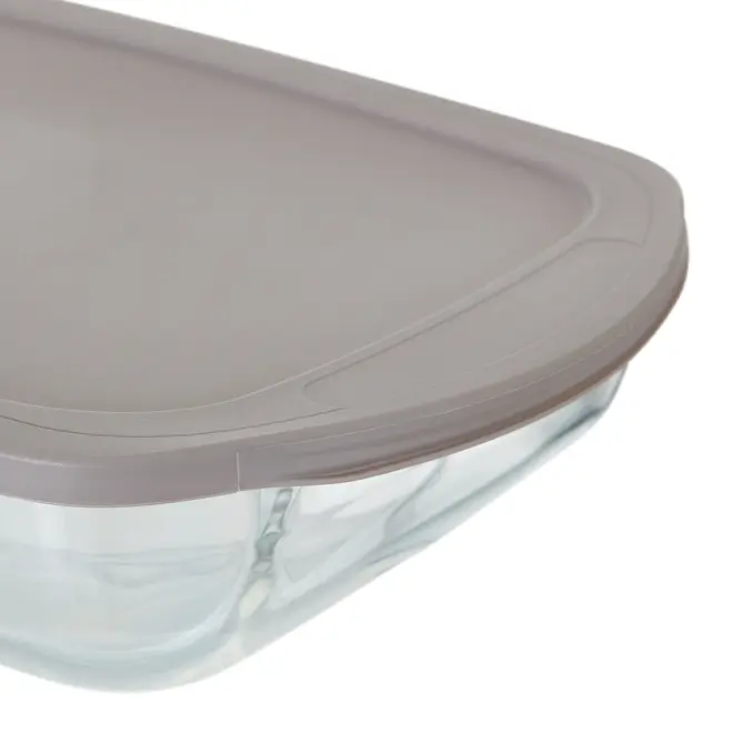 TRAVESSA REFRATRÁRIA COM TAMPA 39 CM X 24 CM DOLIA GLASS - INCOLOR/CAMELO - Foto 6
