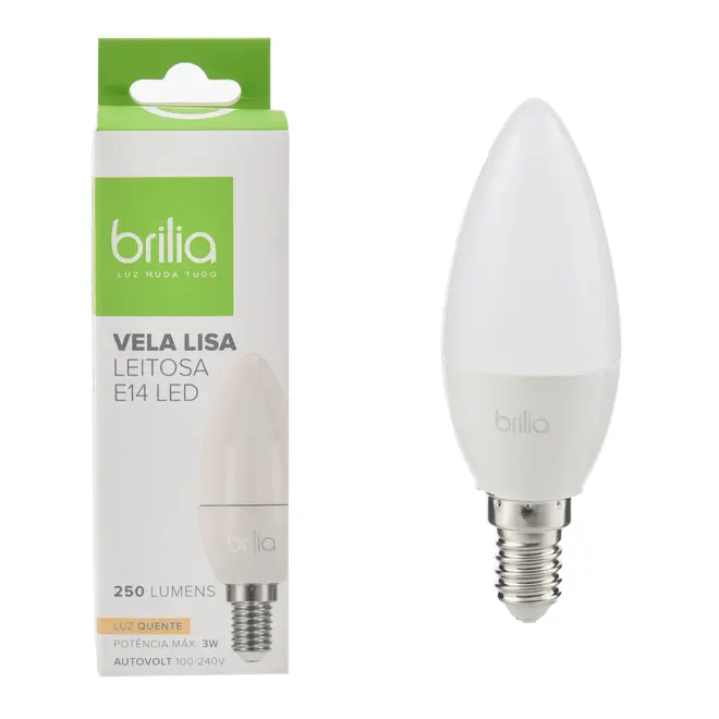 LÂMPADA LED VELA E14 3W 127/220V BRILIA - BRANCO - Foto 3