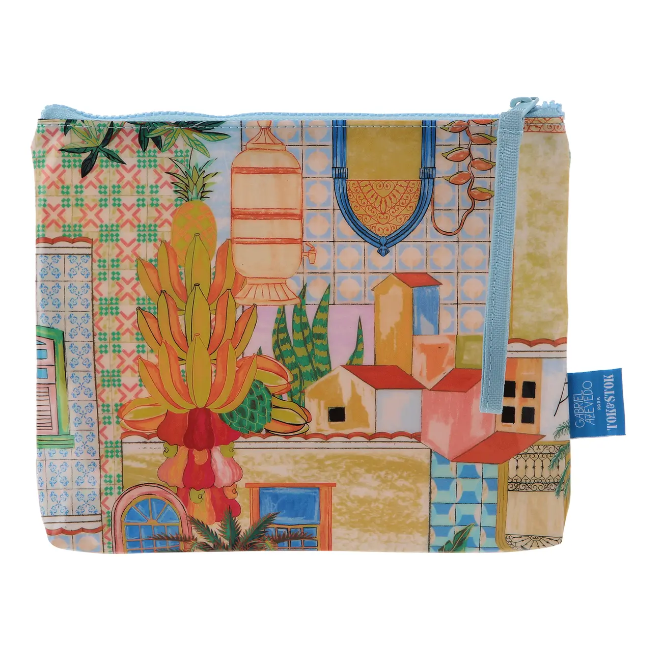 NECESSAIRE CONJUNTO COM 2 PEÇAS SAUDADE TROPICAL - AZUL/MULTICOR - Foto 2