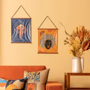 FLÂMULA 37 CM X 47 CM MULHER PÁSSARO - AZUL/MULTICOR - Foto 3