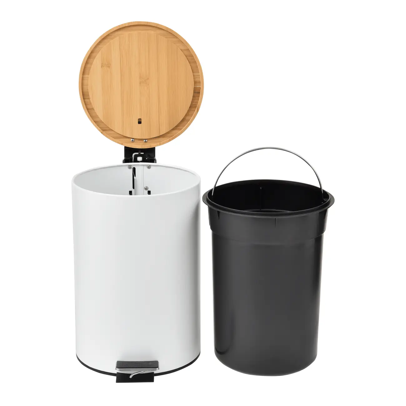 LIXEIRA COM PEDAL 12 L BAMBUMIX - BRANCO/BAMBU - Foto 5