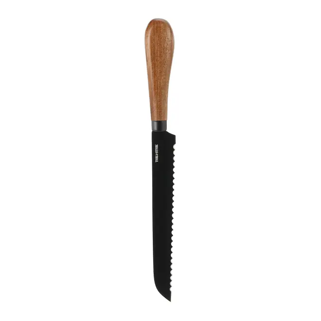 KIT TÁBUA MIGALHEIRA E FACA PARA PÃO ACÁCIA FORJ - ACÁCIA/PRETO - Foto 4