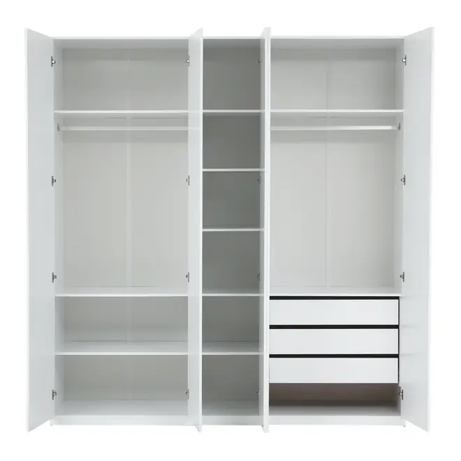 GUARDA-ROUPA DE CASAL 5 PORTAS 3 GAVETAS 45 MAXIMUS - BRANCO - Foto 6