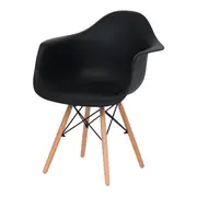 CADEIRA COM BRAÇOS EASY WOOD - FAIA/PRETO - Foto 1