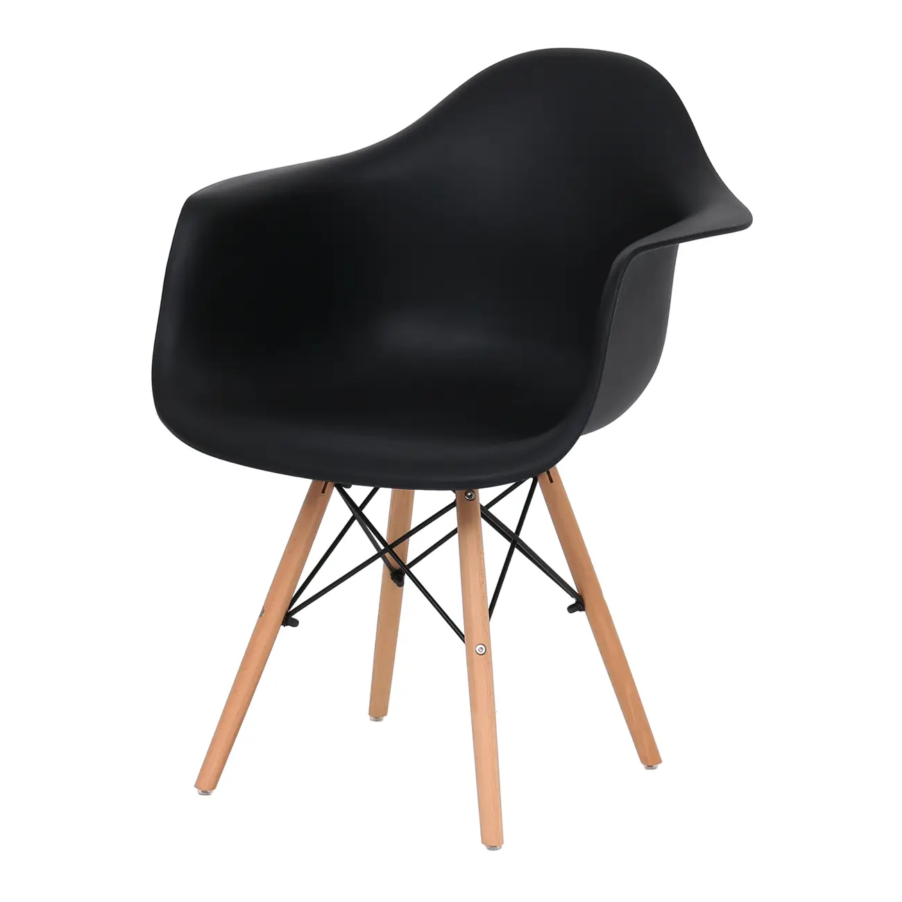 CADEIRA COM BRAÇOS EASY WOOD - FAIA/PRETO - Foto 1