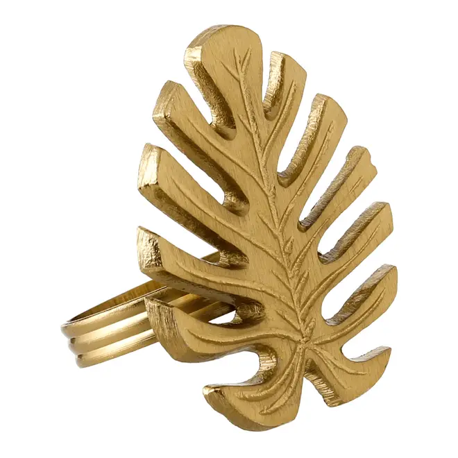 ARGOLA PARA GUARDANAPO CONJUNTO COM 2 PEÇAS FOLIAR - OURO VELHO - Foto 2