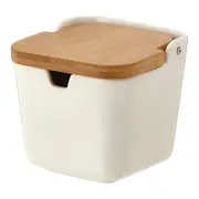 SALEIRO COM TAMPA 9 CM AREIAL - BRANCO/BAMBU - Foto 2