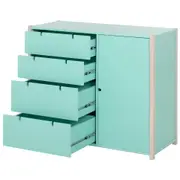 CÔMODA 4 GAVETAS/1 PORTA 1,07 M X 42 CM PIN PLAY - NATURAL WASHED/MENTA - Foto 7